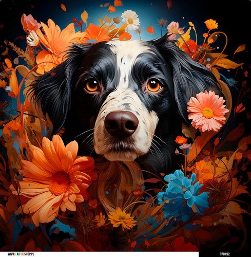 Panel welurowy - poduszka 48x48 - Border collie - czarno-biały
