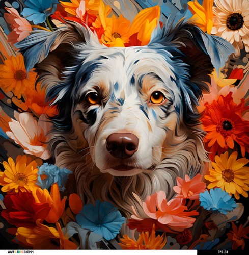 Panel welurowy - poduszka 48x48 - Border collie - jasny