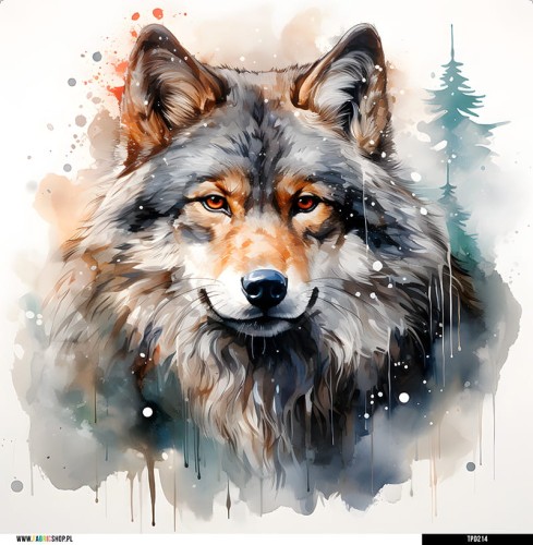 Panel welurowy - poduszka 48x48 - Wilk malowany