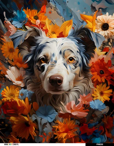 Panel wodoodporny 40x50 - Border collie - jasny - podgląd