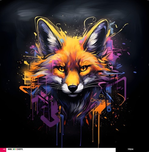 Panel welurowy - poduszka 48x48 - lis w stylu graffiti - podgląd