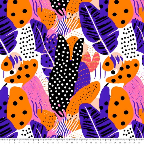 Tkanina wodoodporna - pomarańczowo-fioletowa mozaika - podgląd