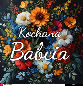 Panel welurowy - poduszka 48x48 - kochana babcia wianek