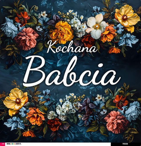 Panel welurowy - poduszka 48x48 - kochana babcia kwiaty