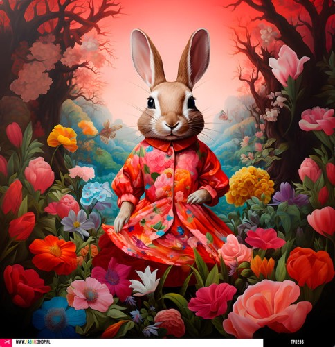Panel welurowy - poduszka 48x48 - Pani Zającowa - 293