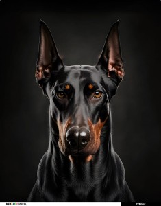 Panel wodoodporny 40x50 - doberman na czarnym tle