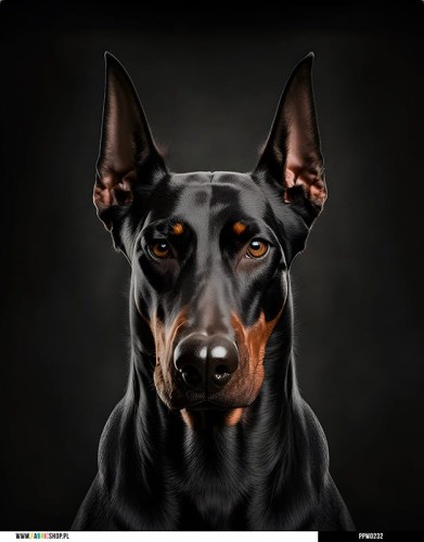 Panel wodoodporny 40x50 - doberman na czarnym tle