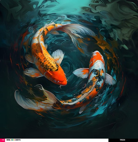 Panel welurowy - poduszka 48x48 - ryby koi 01