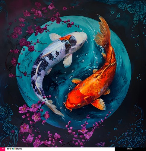 Panel welurowy - poduszka 48x48 - ryby koi 03