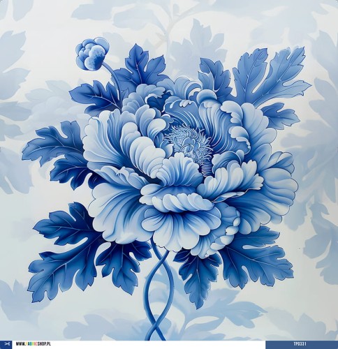 Panel welurowy - poduszka 48x48 - kwiaty w stylu fajans 02