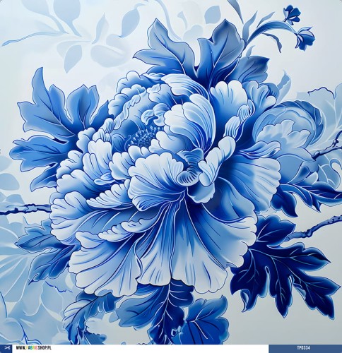 Panel welurowy - poduszka 48x48 - kwiaty w stylu fajans 04
