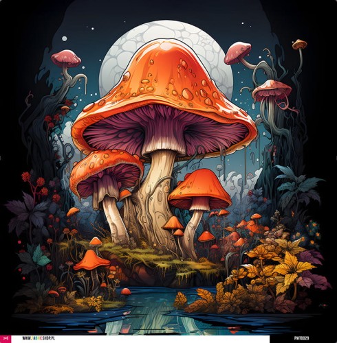 Panel wodoodporny 52x52 - Kolorowe grzybki
