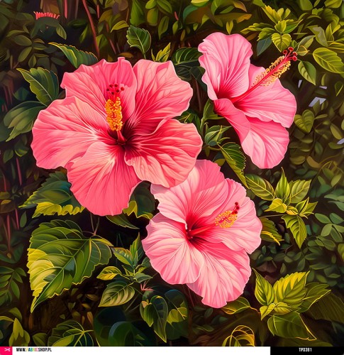 Panel welurowy - poduszka 48x48 - hibiskusy