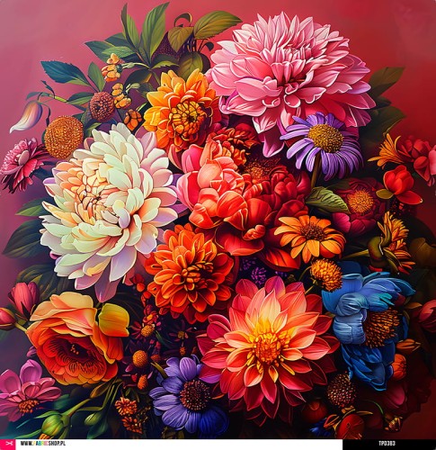 Panel welurowy - poduszka 48x48 - kolorowy bukiet 02
