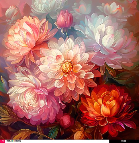 Panel welurowy - poduszka 48x48 - kolorowy bukiet 05