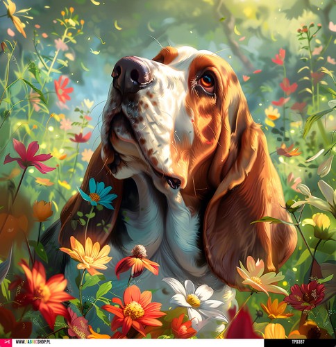 Panel welurowy - poduszka 48x48 - basset 001
