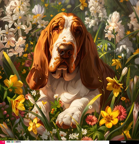 Panel welurowy - poduszka 48x48 - basset 003