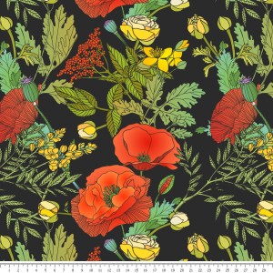 Dresówka - maki na czarnym tle