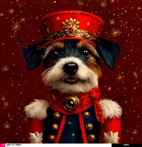 Panel welurowy - poduszka 48x48 - Świąteczny Jack Russell terrier