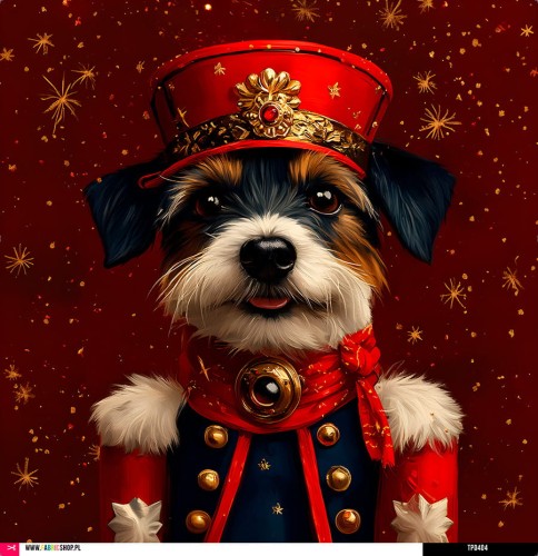 Panel welurowy - poduszka 48x48 - Świąteczny Jack Russell terrier