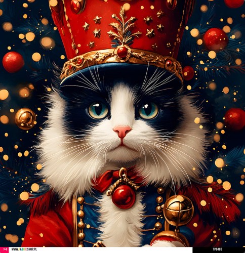 Panel welurowy - poduszka 48x48 - Świąteczny kot Ragdoll - podgląd
