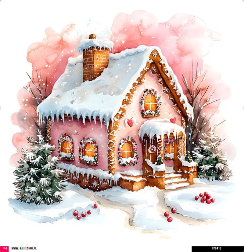 Panel welurowy - poduszka 48x48 - piernikowa chatka