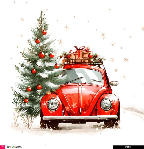 Panel welurowy - poduszka 48x48 - świąteczne auto