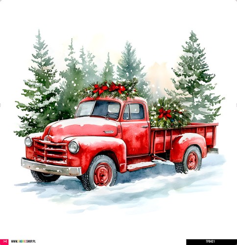Panel welurowy - poduszka 48x48 - świąteczne auto 2 - podgląd