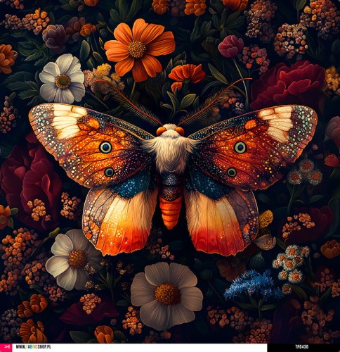 Panel welurowy - poduszka 48x48 - kolorowa ćma - podgląd