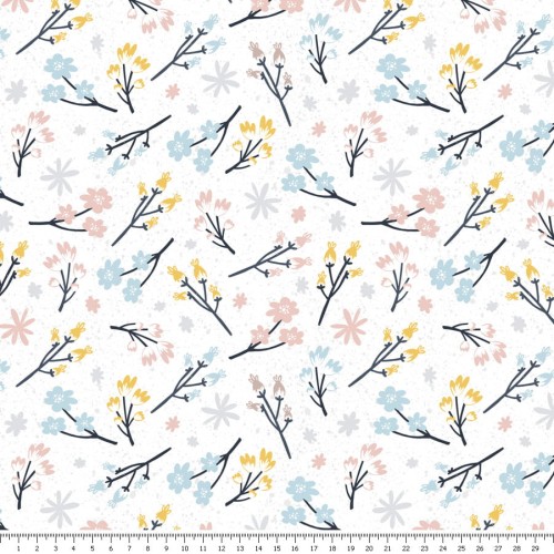 Dresówka - pastelowe gałązki - podgląd