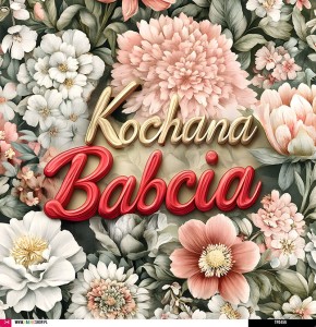 Panel welurowy - poduszka 48x48 - Kochana Babcia - kwiaty 04