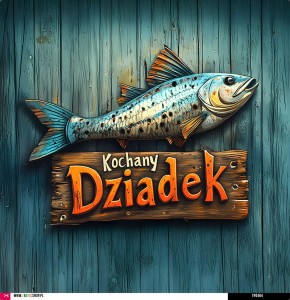Panel welurowy - poduszka 48x48 - Kochany Dziadek - ryba 01