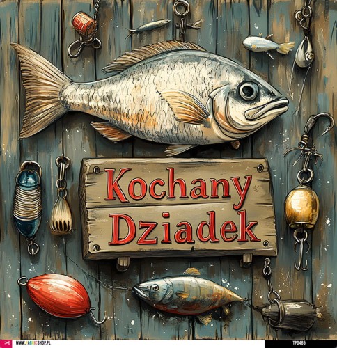 Panel welurowy - poduszka 48x48 - Kochany Dziadek - ryba 02