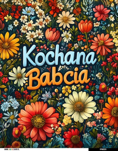 Panel wodoodporny 40x50 - Kochana Babcia - kwiaty 01