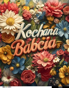 Panel wodoodporny 40x50 - Kochana Babcia - kwiaty 03