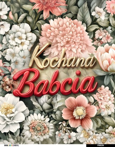 Panel wodoodporny 40x50 - Kochana Babcia - kwiaty 04