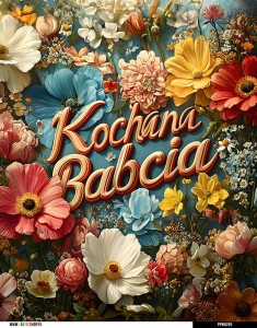 Panel wodoodporny 40x50 - Kochana Babcia - kwiaty 05