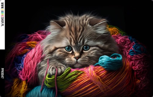 Panel wodoodporny 30x20 - PPK0047 - kotek w włóczkach 01