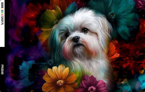 Panel wodoodporny 30x20 - PPK0049 - maltańczyk w kwiatach