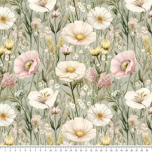 Dzianina jersey - pastelowa łąka