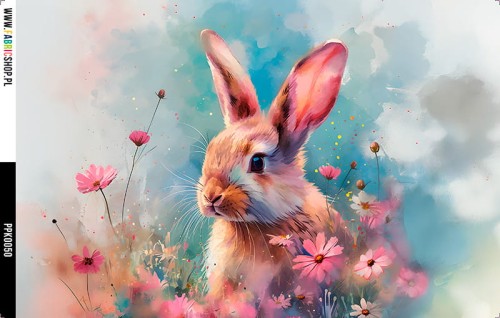 Panel wodoodporny 30x20 - PPK0050 - królik w różowych kwiatkach