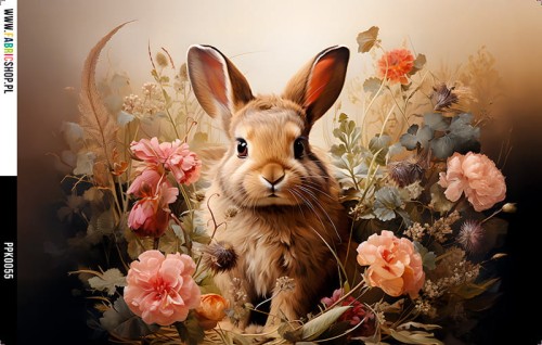 Panel wodoodporny 30x20 - PPK0055 - królik w kwiatach 2