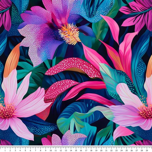 Tkanina bawełniana - fantazyjne kwiaty