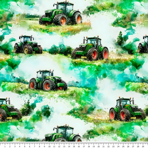 Tkanina wodoodporna - traktory jasne