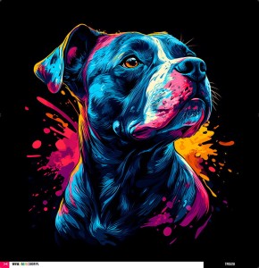 Panel welurowy - poduszka 48x48 - american bulldog w kolorach