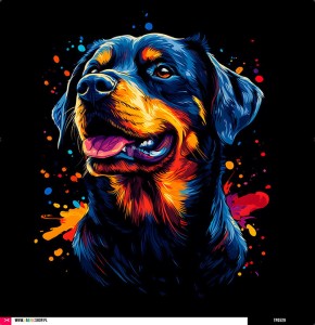 Panel welurowy - poduszka 48x48 - Rottweiler w kolorach