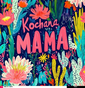 Panel welurowy - poduszka 48x48 - kolorowa "kochana mama"