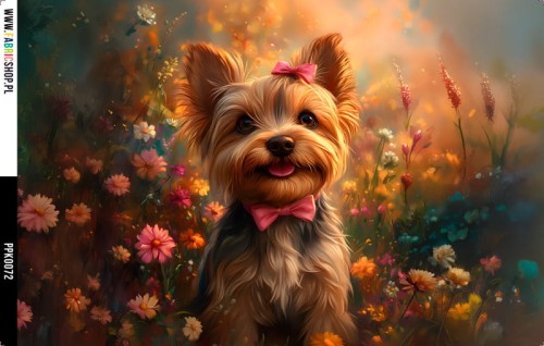 Panel wodoodporny 30x20 - PPK0072 - Yorkshire Terrier z kokardką