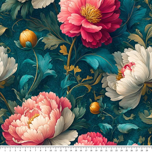 Tkanina bawełniana - eleganckie piwonie