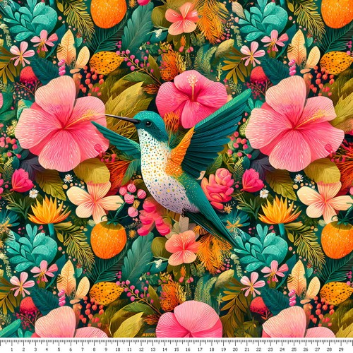 Tkanina bawełniana - kolibry w zaczarowanej dżungli